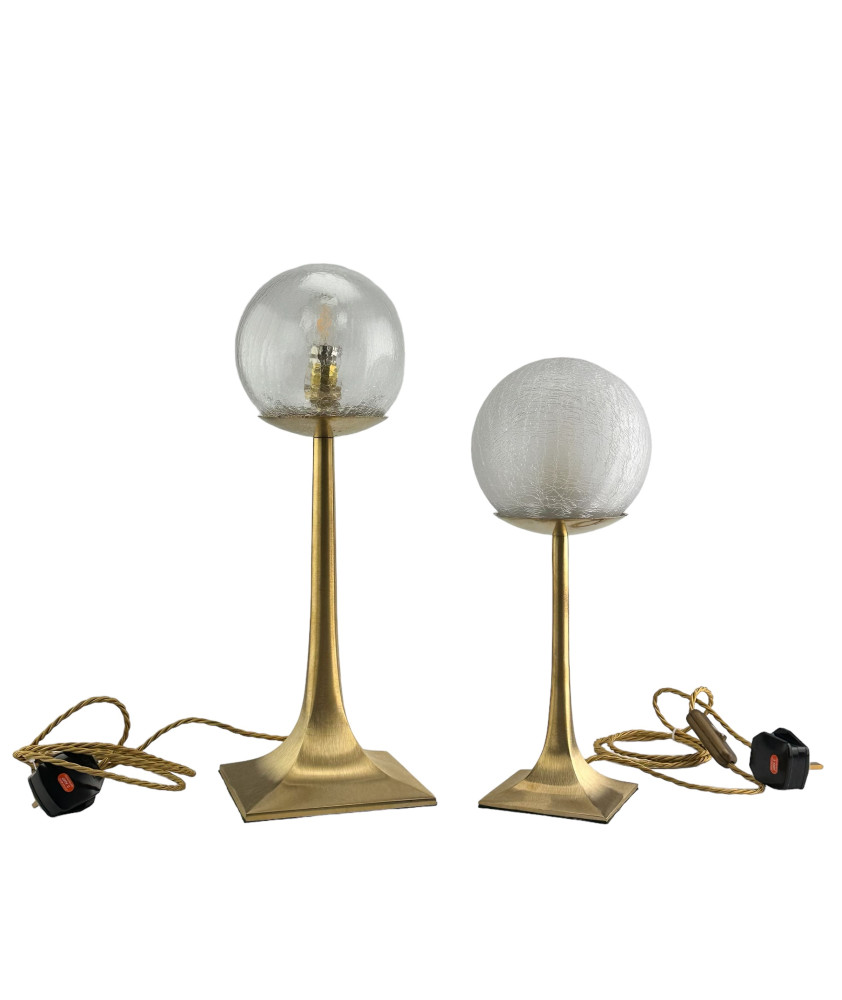 Small Brass Square Base Table Lamp with choice of Globe