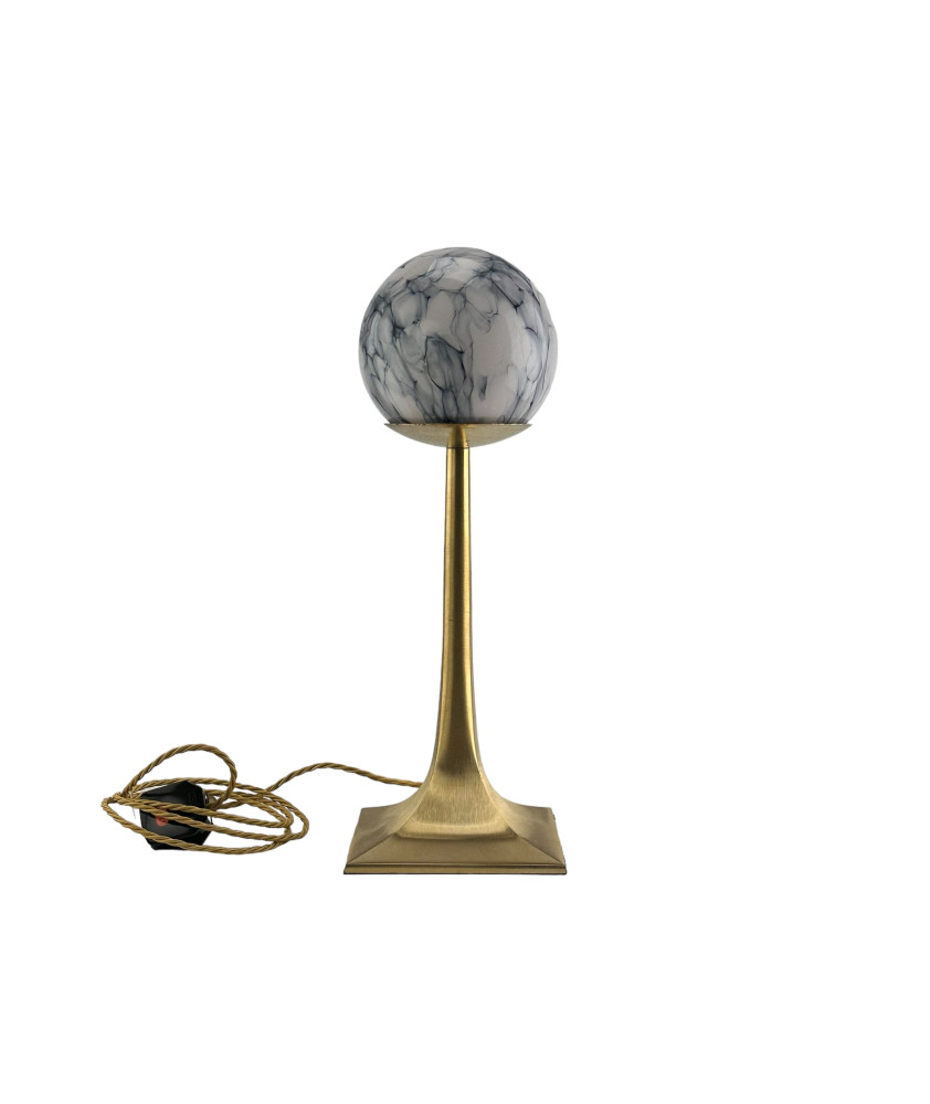 Large Brass Square Base Table Lamp with choice of Globe