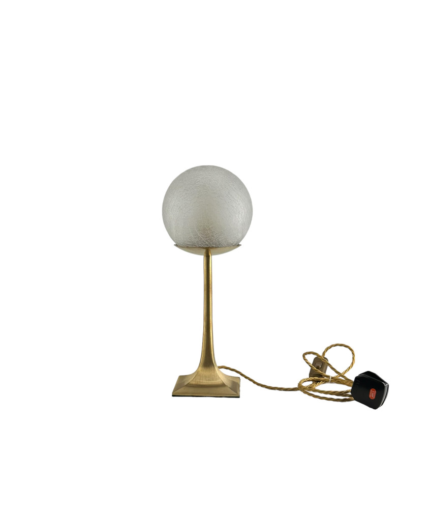 Small Brass Square Base Table Lamp with choice of Globe