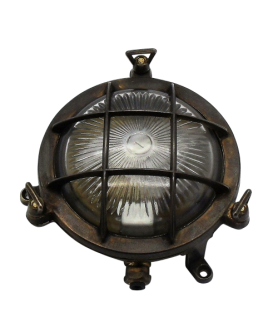 Mini Porthole Bulkhead Outdoor Light Antique Brass