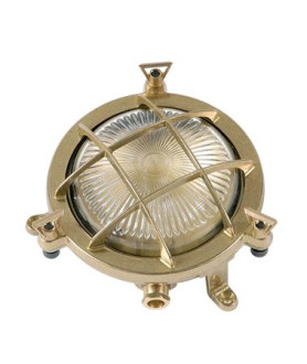 Mini Porthole Bulkhead Outdoor Light Brass