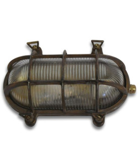 Large Standard Bulkhead Outdoor Light Antique Brass