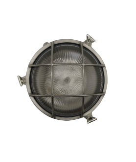 Large Porthole Bulkhead Outdoor Light Satin Nickel