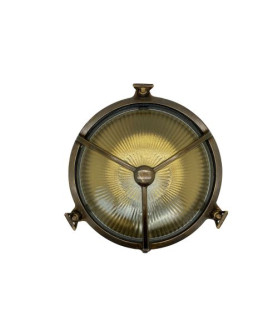 Trident Porthole Bulkhead Outdoor Light Antique Brass