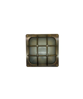 Square Bulkhead Outdoor Light Antique Brass