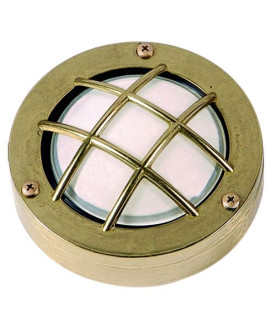 Compact Mini Circular Bulkhead Outdoor Light Raw Brass