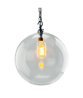 250mm Clear Glass Globe with 30mm Fitter Hole and 100mm Second Hole (Clear or Frosted)