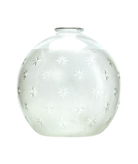 200mm Clear with Star Frosted Pattern Globe shade with 65mm Fitter Neck and Second Hole