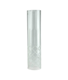 110mm Diameter Hand Cut Cylinder Glass Shade with 3 Arm Fitting 500mm High