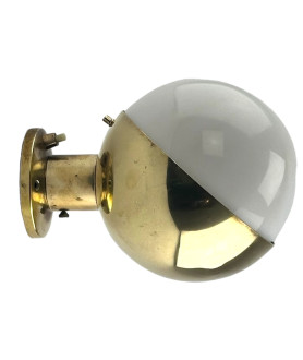 Brass Wall Light with Opal Globe Insert