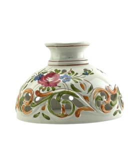 Ceramic Oil Lamp Dome Shade with Floral and Cut Out Pattern and 240mm Base