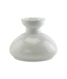 198mm Base Opal Oil Lamp Vesta Shade with Frilled Top