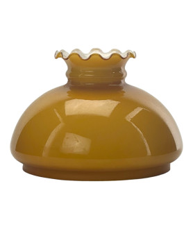 Frilled Top Cognac Vesta Oil Lamp Shade with 187mm Base