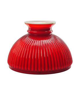 Red Ribbed Sherwood Original Oil Lamp Shade with 250mm Base