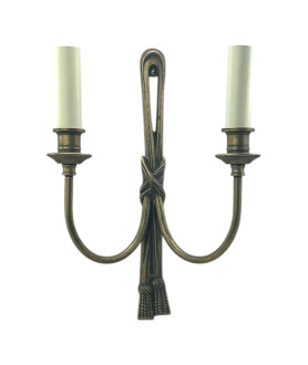 Jim Lawrence Old Gold Ribbon Wall Light with Candle Holders