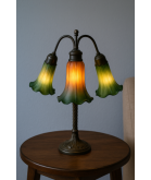 Amber Tiffany Style Pond Lily with Green Tip Light Shade with 40mm Fitter Neck
