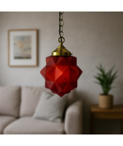 Art Deco Red Star Light Shade with 80m Fitter Neck