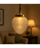 Crystal Cut Frosted Glass Acorn Shade with 70mm Fitter Neck