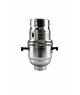 BC Switched Bulb Holder with 10mm Hole in Chrome