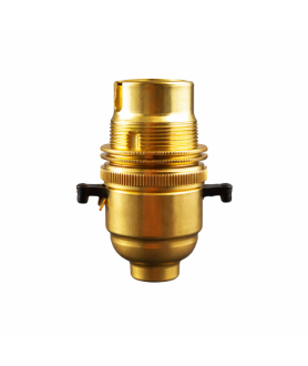 BC Switched Bulb Holder with 12mm Hole in Brass