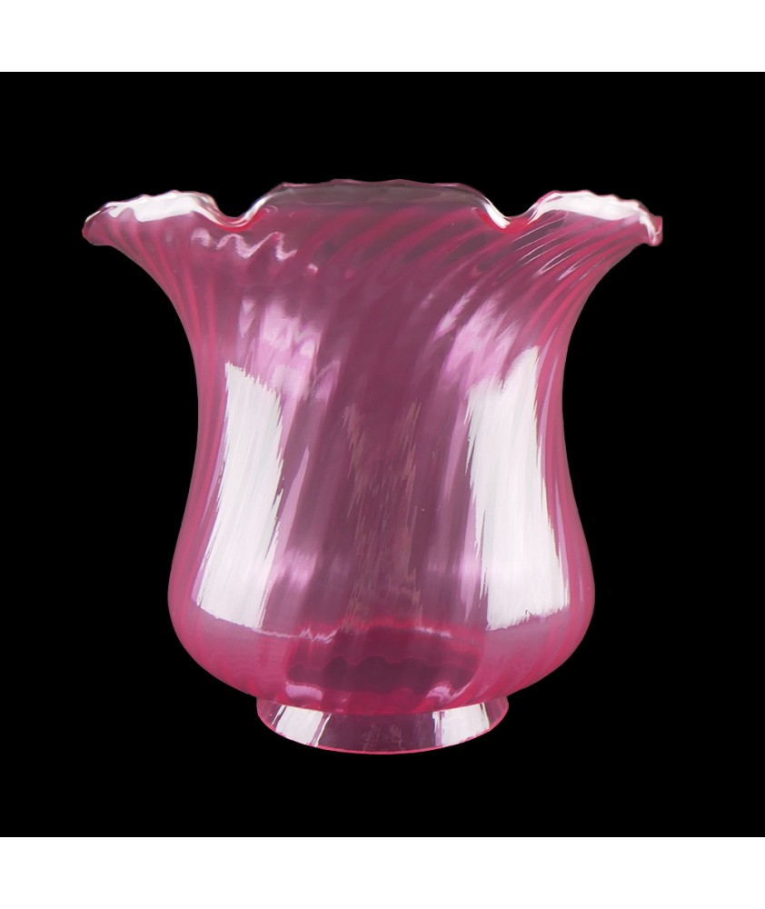Cranberry/Pink Tulip Oil Lamp Shade 100mm Base