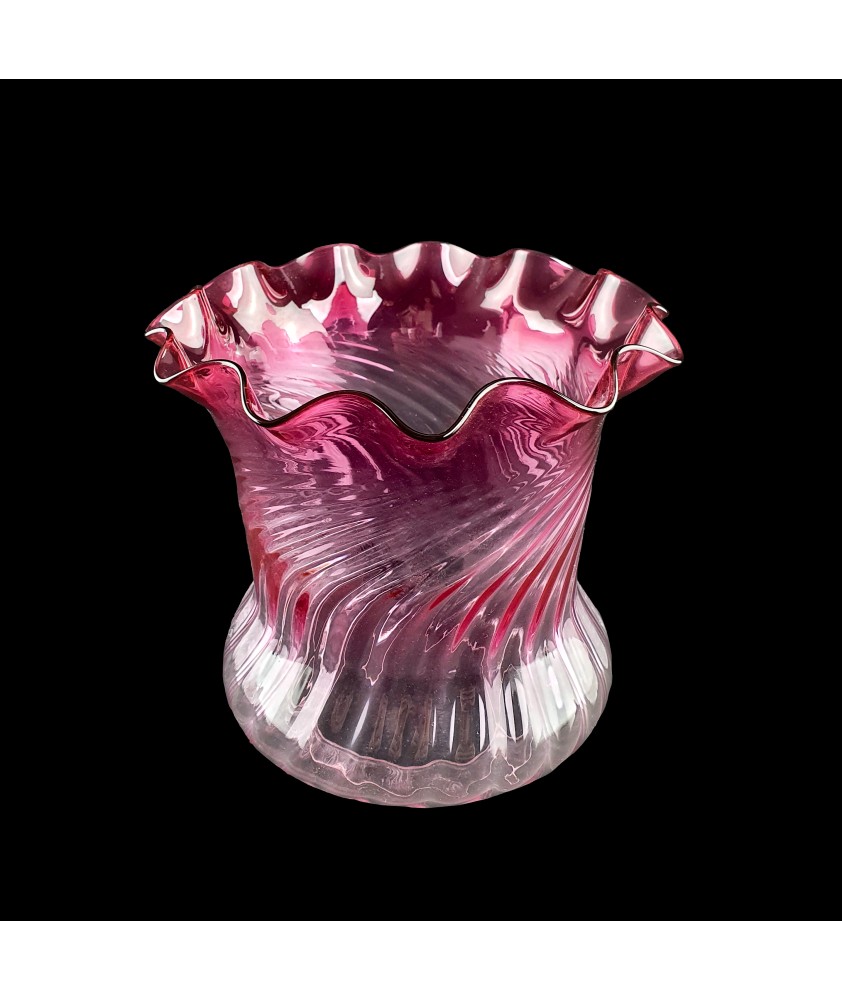 Cranberry to Clear Tulip Oil Lamp Shade with100mm Base