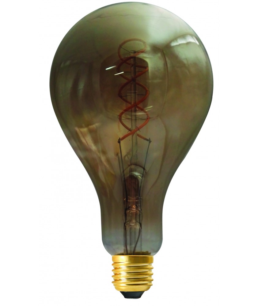 Big bulb twisted LED filament 200mm 4W E27 2000K 160lm 110 x 200mm smoky dim.
