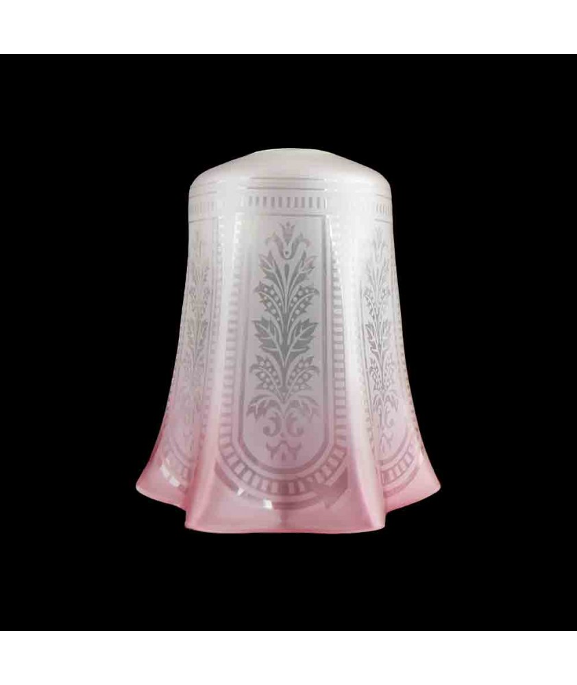 Christopher Wray Etched Tulip Light Shade with Pink Tip and 28mm Fitter Hole