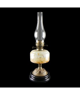 Complete Duplex Oil Lamp with Marbled Font