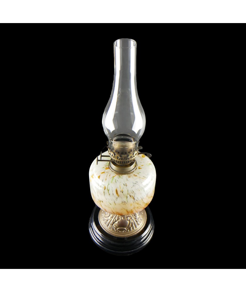 Complete Duplex Oil Lamp with Marbled Font