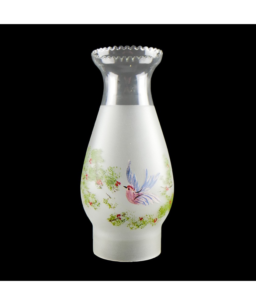 65mm Base Frosted Lotus Style Chimney with Hand Painted Pattern (Various Options)