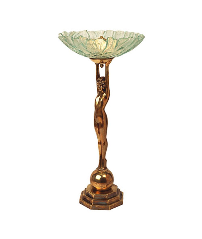 Deco Lady Lamp Distressed Brass