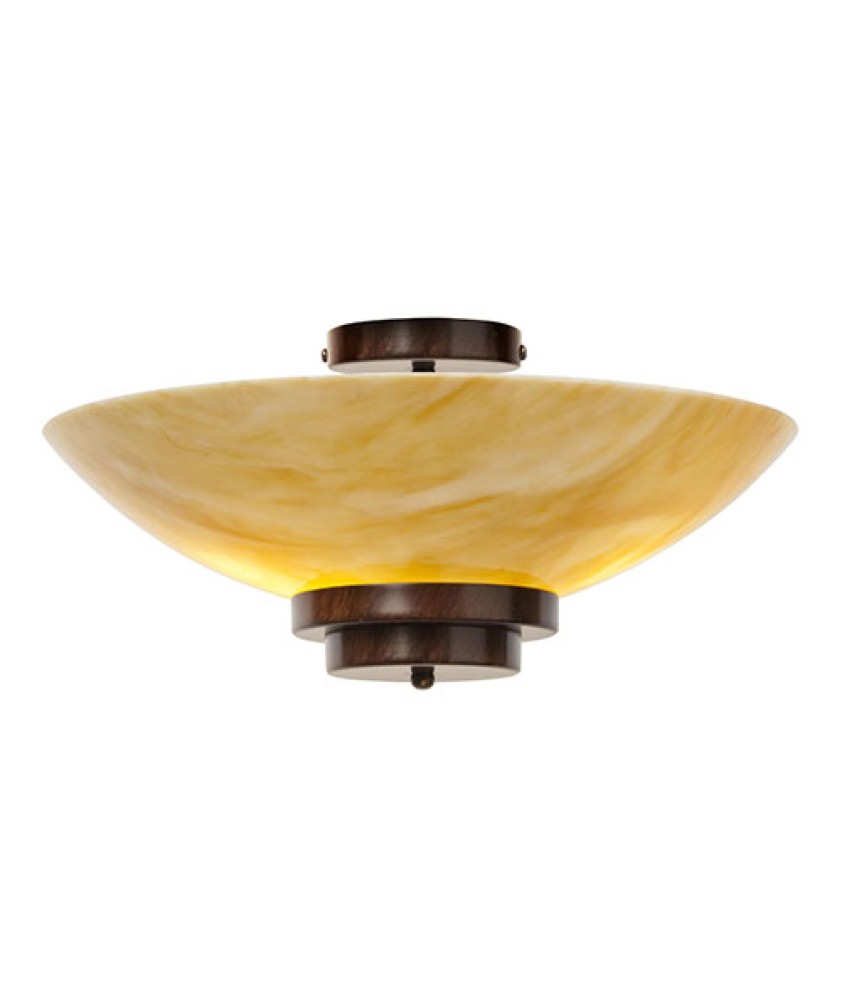 Stratton Semi Flush Ceiling Light - Amber Dish