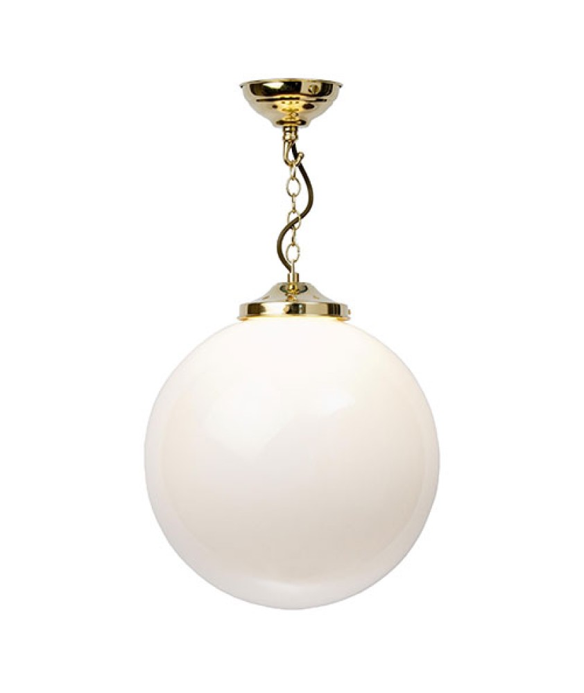 Opal Globe Pendant Polished Brass Finish