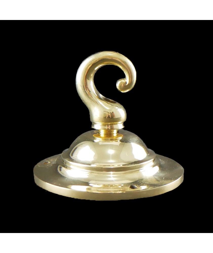 95mm Ceiling Plate in Cast Brass with Heavy Duty Hook over 100kg