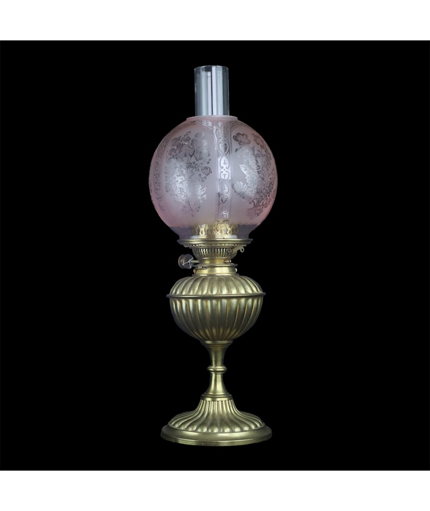 Light Cranberry Oil Lamp Shade with 100mm( 4") Base for Duplex/Double Wick Lamps 