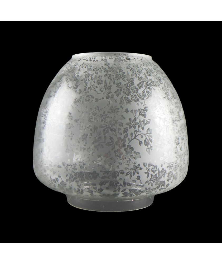 Etched Floral Patterned Oil Lamp Shade with 120mm Base