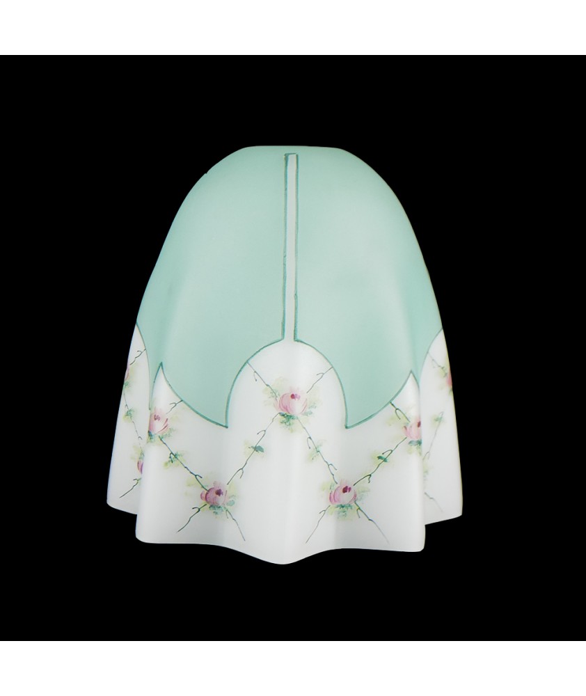 1950's Teal Tulip Shade with Rose Pattern and 30mm Fitter Hole