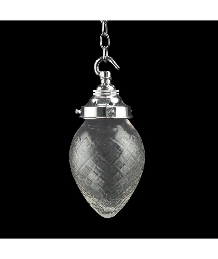 Small Crystal Cut Glass Acorn Light Shade with 57mm Fitter Neck