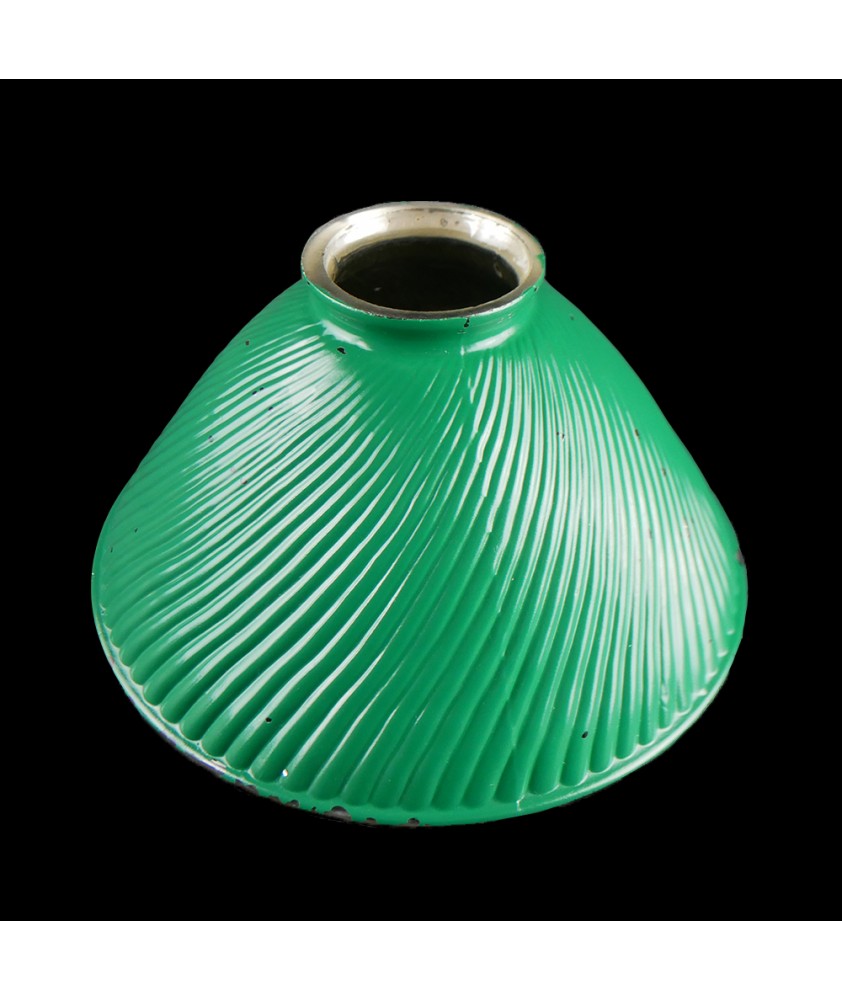 Green Ribbed Coolie Light Shade with 80mm Fitter Neck