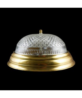Crystal Cut Flush Ceiling Light with Brass Finish