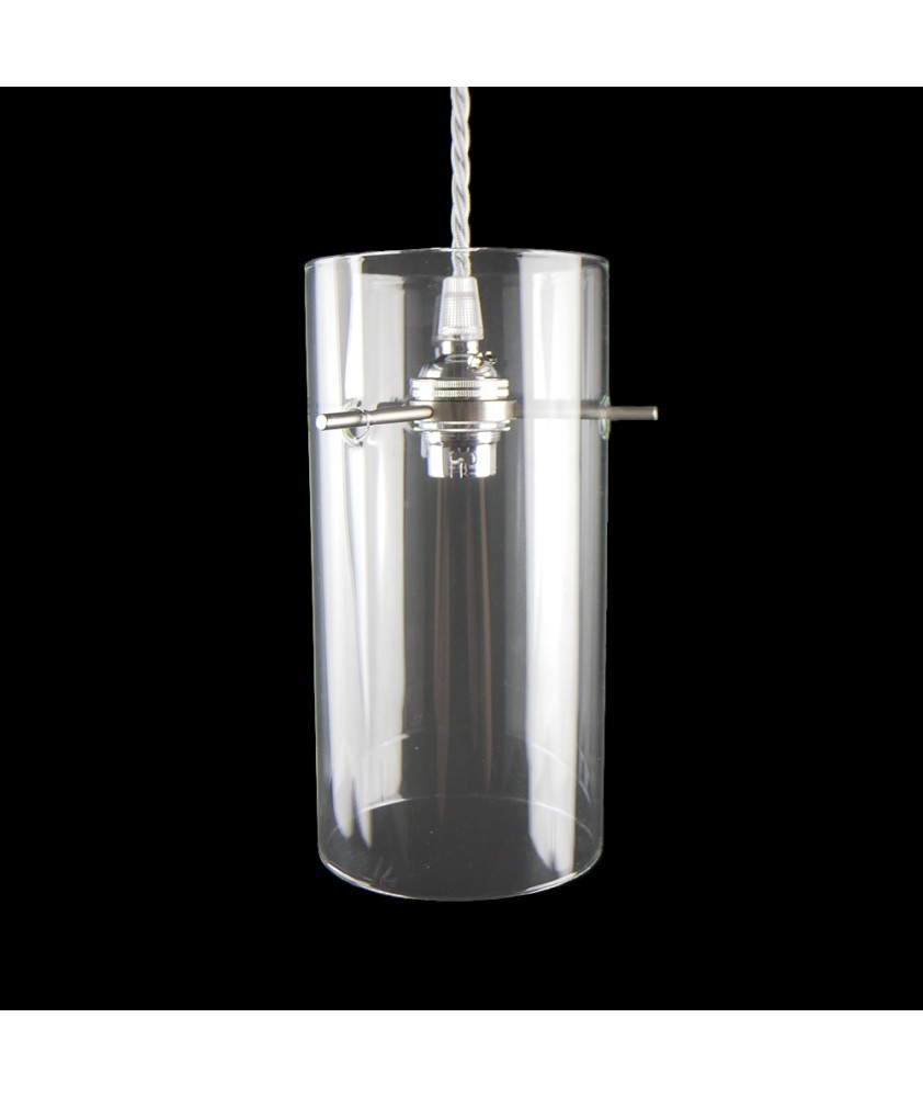 200mm Clear Cylinder Light Shade suitable for Spider Fitting