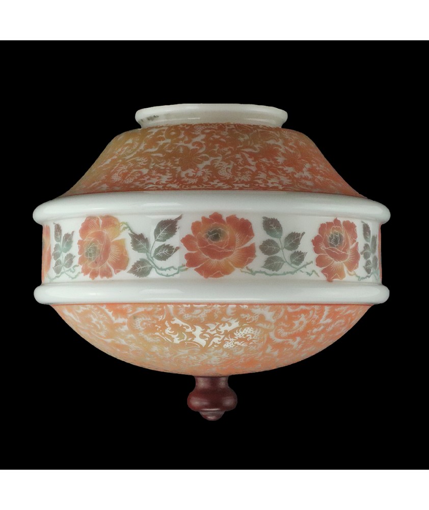Orange and Opal Floral Patterned Ceiling Light Shade with 100mm Fitter Neck