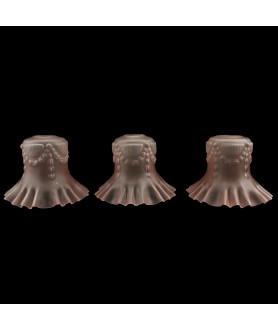 Set of 3 Pink Embossed Frilled Tulip Shade with 30mm Fitter Hole