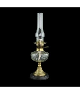 Complete Duplex Table Oil Lamp with Clear Glass Font