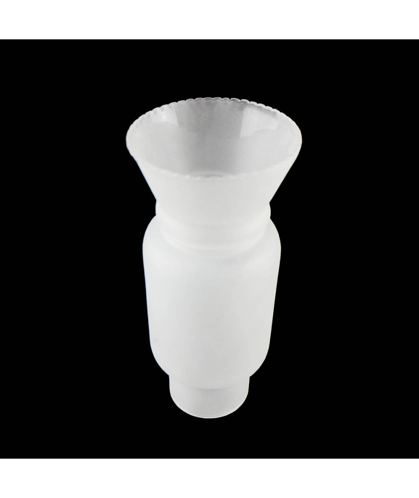 Straight Sided Frosted Frilled Top Oil Lamp Chimney with 48mm Base