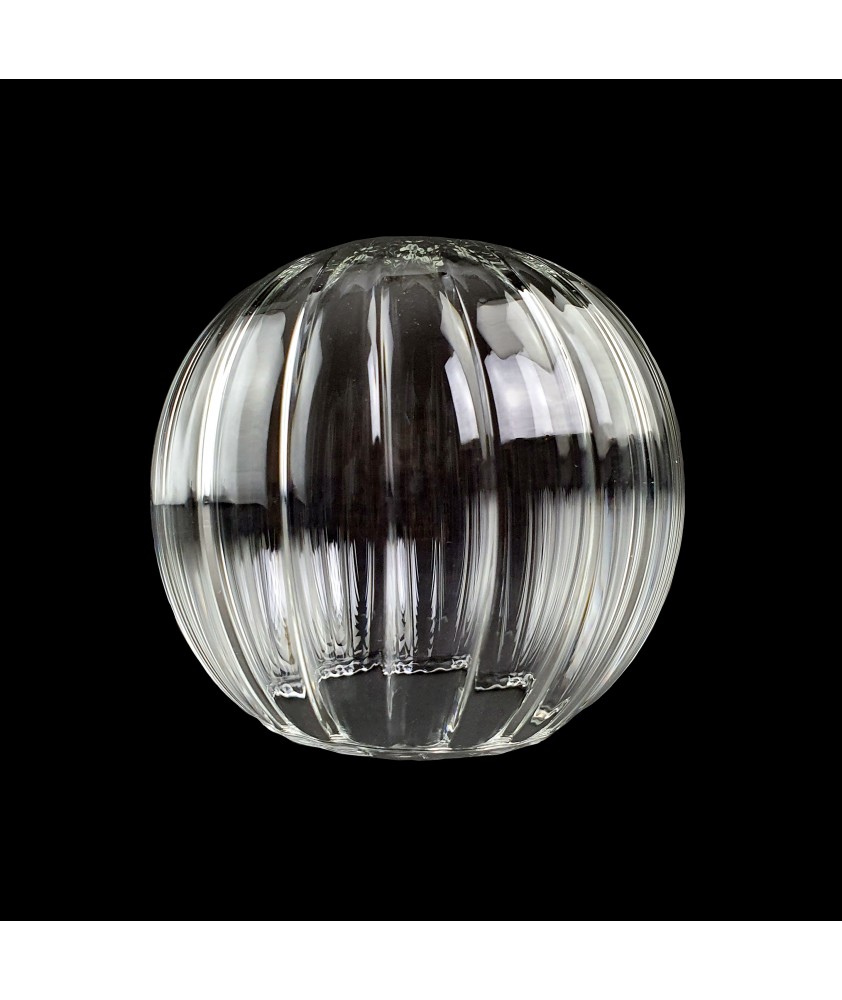 100mm Ribbed Clear Globe Light Shade  with 55mm Fitter Hole (Clear or Frosted)