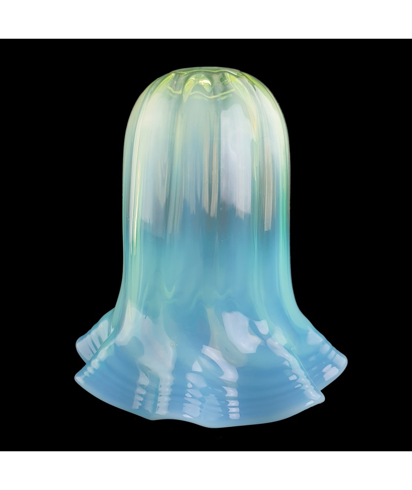 Vaseline Tulip Light Shade with Aqua Tip and 30mm Fitter Hole