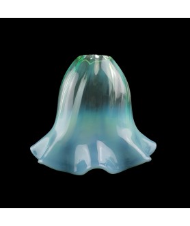 Small Vaseline Tulip Light Shade with Aqua Tip and 30mm Fitter Hole