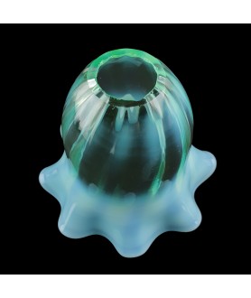 Small Vaseline Tulip Light Shade with Aqua Tip and 30mm Fitter Hole
